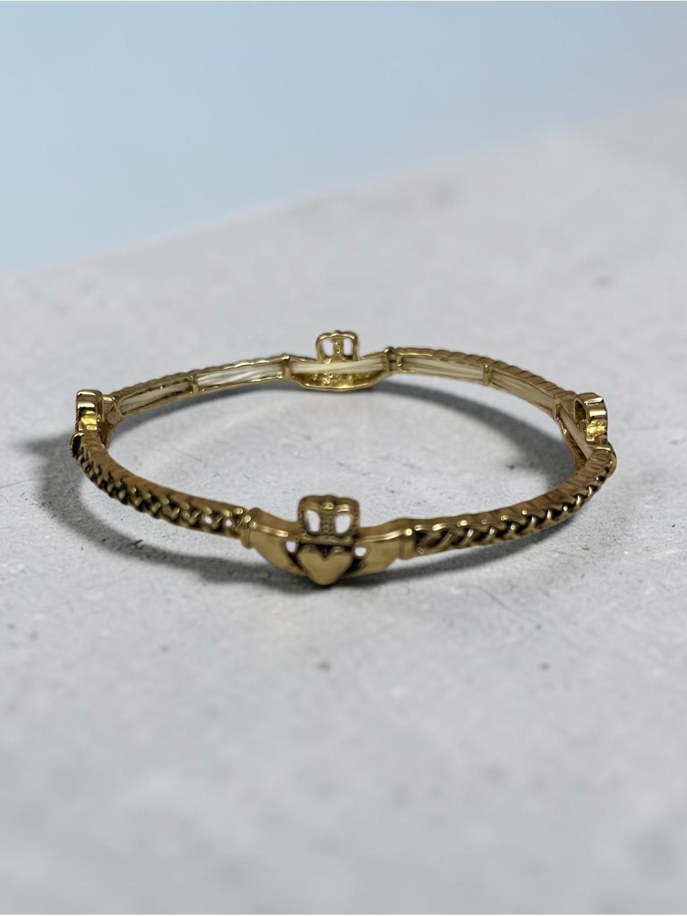 Gold tone Claddagh Stretch Bangle Bracelet - Women's Gold Bracelet